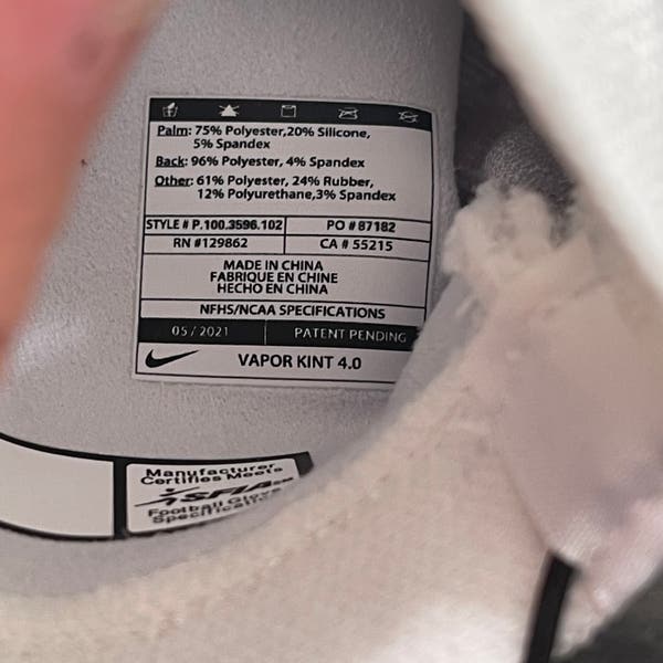 NIKE JORDAN VAPOR KNIT 4.0 FOOTBALL GLOVES WHITE GREY DM0050-102