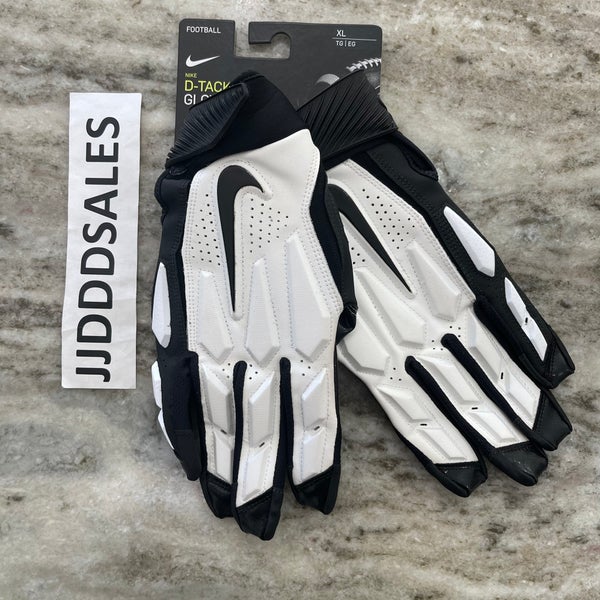 Nike D-Tack 6.0 Lineman Football Gloves Black White GF0655-118 Men's Size  XL NWT