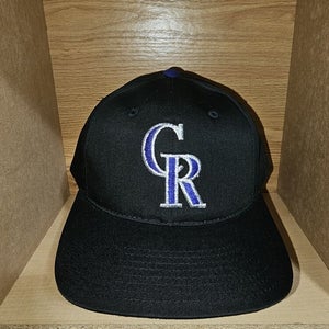 Vintage Colorado Rockies MLB Plain Logo Black Dome Sports Hat  ANNCO Snapback