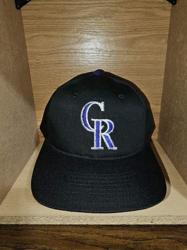 Vintage Colorado Rockies MLB Plain Logo Black Dome Sports Hat  ANNCO Snapback