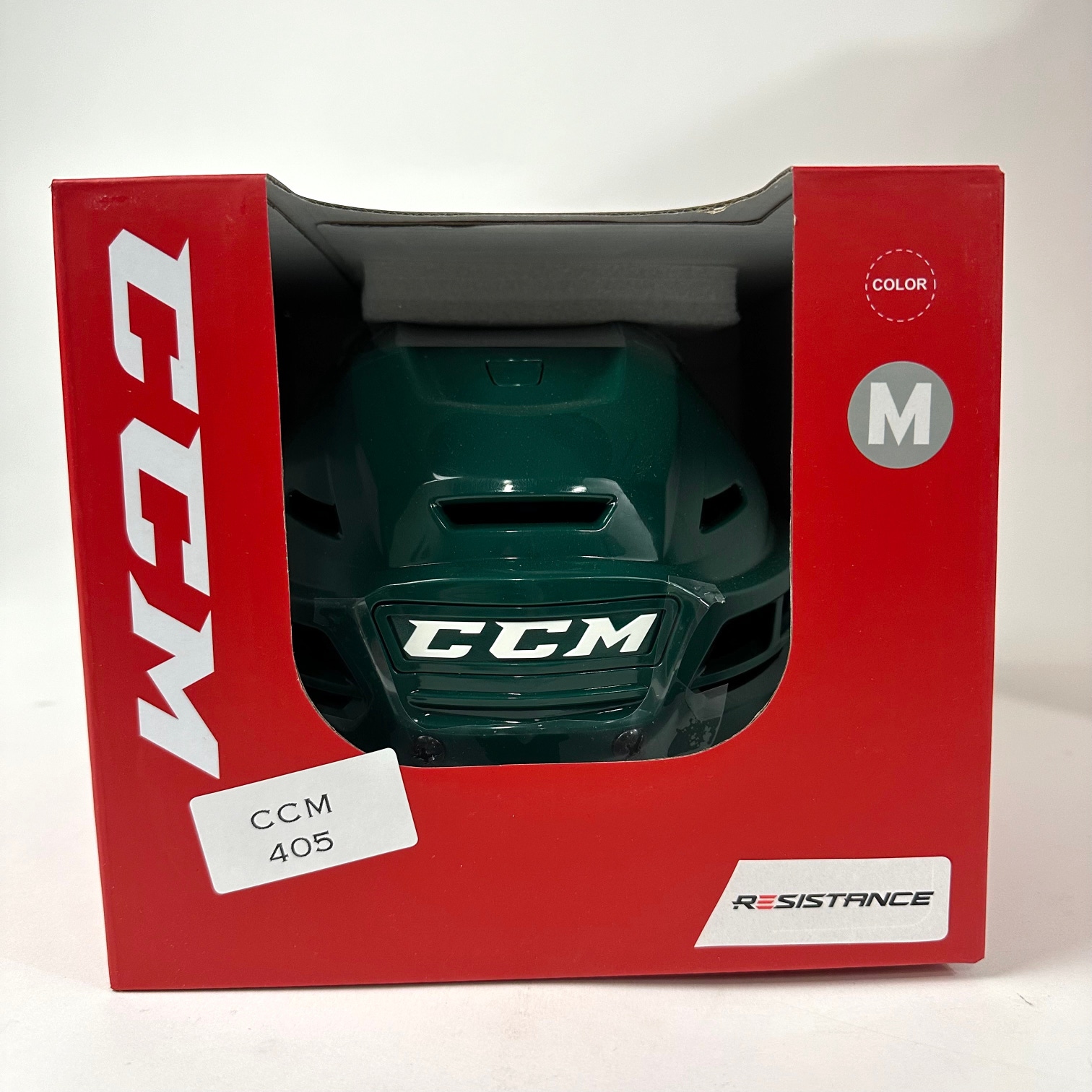 Brand New CCM Resistance Helmet in Box - Dark Green - Medium #CCM405