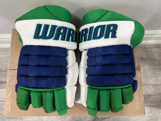 Warrior Alpha Classic NHL Pro Stock Senior Hockey Gloves- 14” hartford whalers / carolina hurricanes