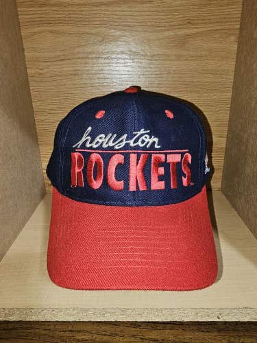 Vintage Houston Rockets NBA Sports Wool Blend Navy Red Hat Cap Vtg Snapback