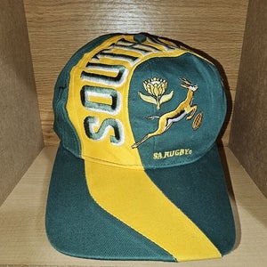 Vintage Rare Springboks SA South Africa Rugby Sports Hat Cap Vtg Green Snapback