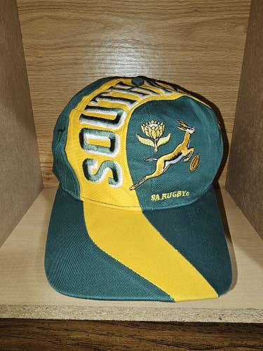 Vintage Rare Springboks SA South Africa Rugby Sports Hat Cap Vtg Green Snapback