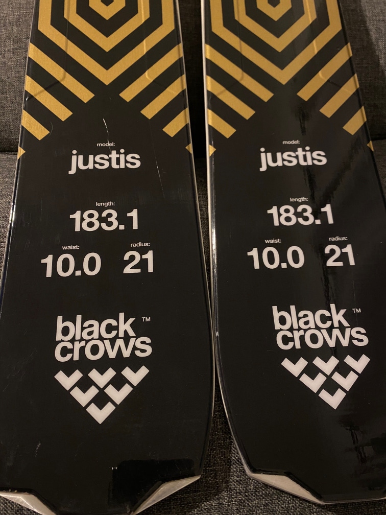 Used Unisex Black Crows 183 cm Justis Skis Without Bindings