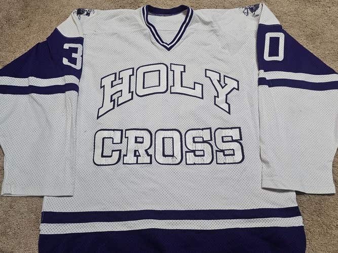 HOLY CROSS COLLEGE 80's Stall and Dean Goalie #30 Game Worn Jersey COA
