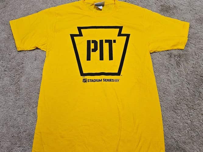 PITTSBURGH PENGUINS PIT 2019 Stadium Series NEW Yellow T-Shirt Adult Small