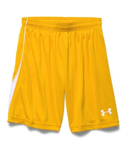 Under Armour Youth Boys UA Chaos 7" Yellow Gold White Soccer Shorts NWT $20