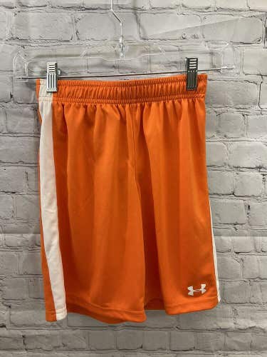 Under Armour Youth Boys UA Soccer Size Small Orange White Soccer Shorts NWT $18