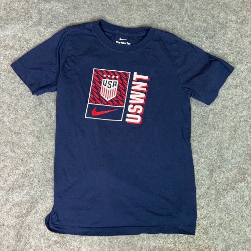 Nike Boys Shirt Large Navy Red US Womens Soccer Short Sleeve Tee USWNT Kids Top