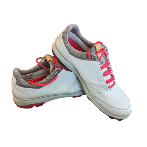 Used Womens ECCO Biom Hybrid 3 GTX Golf Shoes, white/teaberry