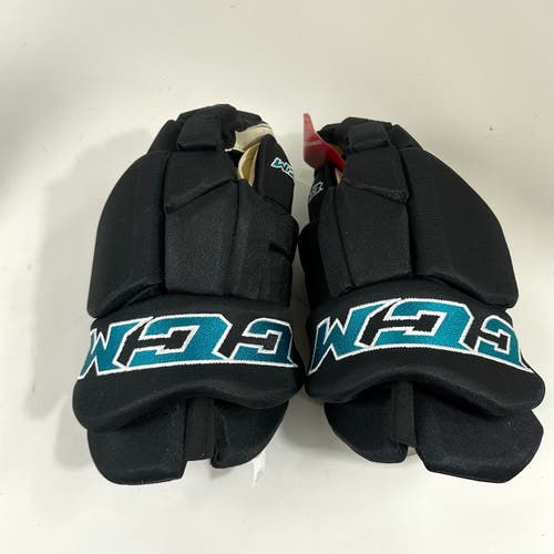 Brand New Black/Teal CCM HGTKPP Gloves 15" San Jose Sharks
