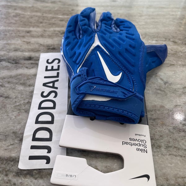 NIKE SUPERBAD 6.0 FOOTBALL GLOVES DJ7796-402 BLUE MEN'S SIZE LARGE NWT $60