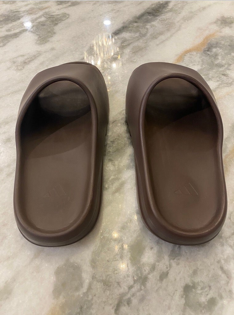 soot brown yeezy slides