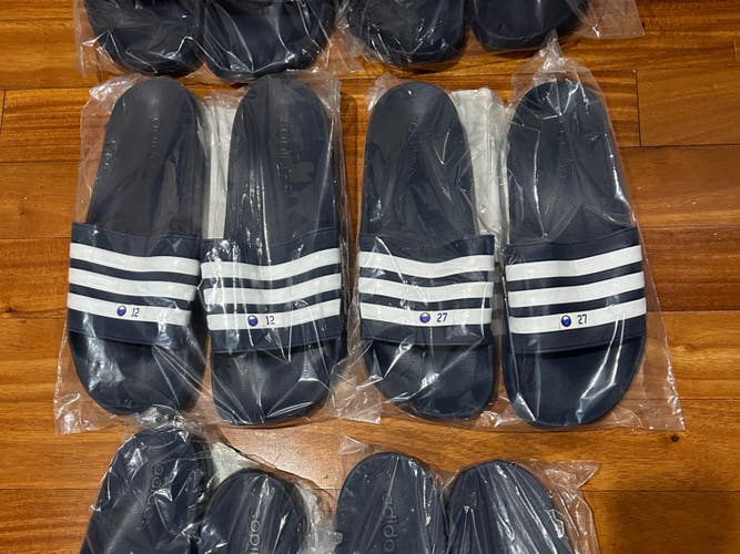 Jordan Greenway 12 Buffalo Sabres Size 12 Adidas Slides Flip Flops Shower Sandals Player Issued