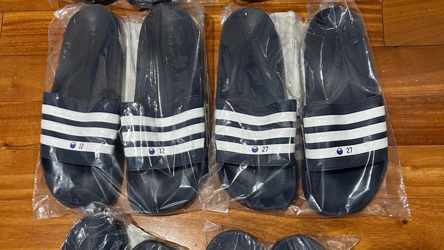 Devon Levi 27 Buffalo Sabres Men’s Size 12 Adidas Slides Flip Flops Shower Sandals Player Issued