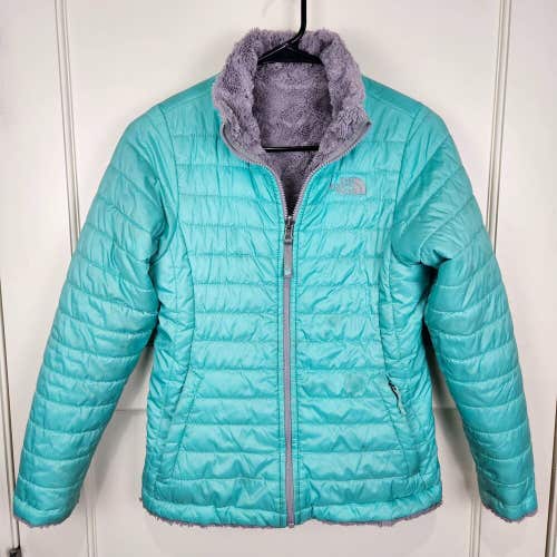 The North Face Mossbud Swirl Reversible Sherpa Green Puffer Jacket Size L 14/16