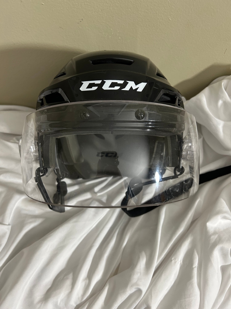 Small Black CCM Resistance 100 Helmet With CCM Pro Clip Visor Like New
