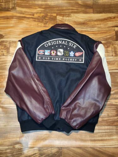Vintage RARE NHL Hockey The Original Six Teams Wool Leather Sports Jacket XL/XXL
