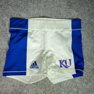 Kansas Jayhawks Womens Shorts 2XS XXS Adidas White Blue Compression Sports NCAA