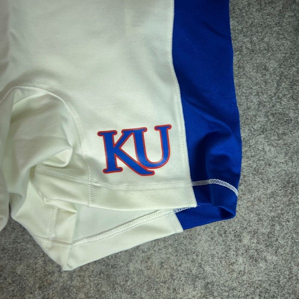 Kansas Jayhawks Womens Shorts 2XS XXS Adidas White Blue Compression Sports NCAA