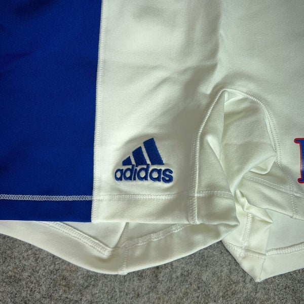 Kansas Jayhawks Womens Shorts 2XS XXS Adidas White Blue Compression Sports NCAA