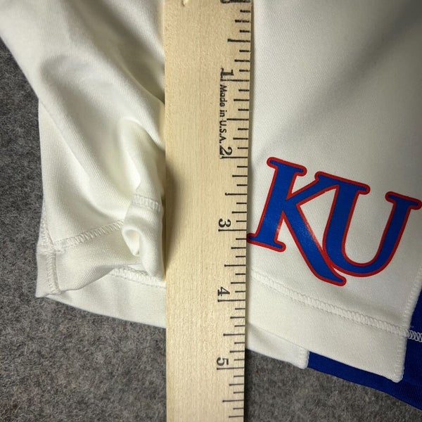 Kansas Jayhawks Womens Shorts 2XS XXS Adidas White Blue Compression Sports NCAA