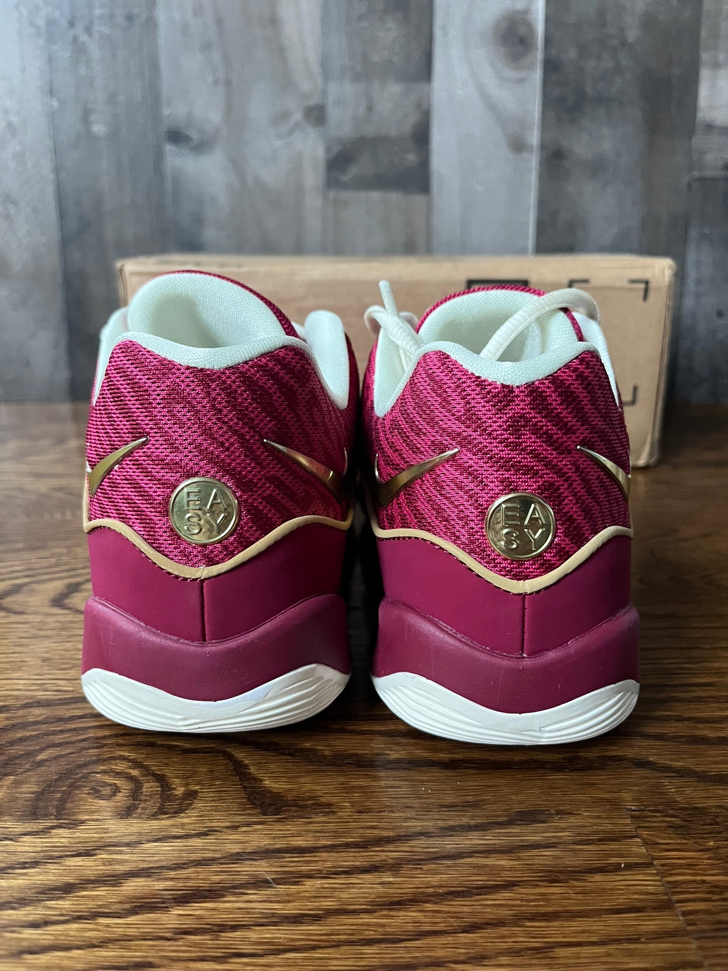 maroon and gold nike basketball shoes