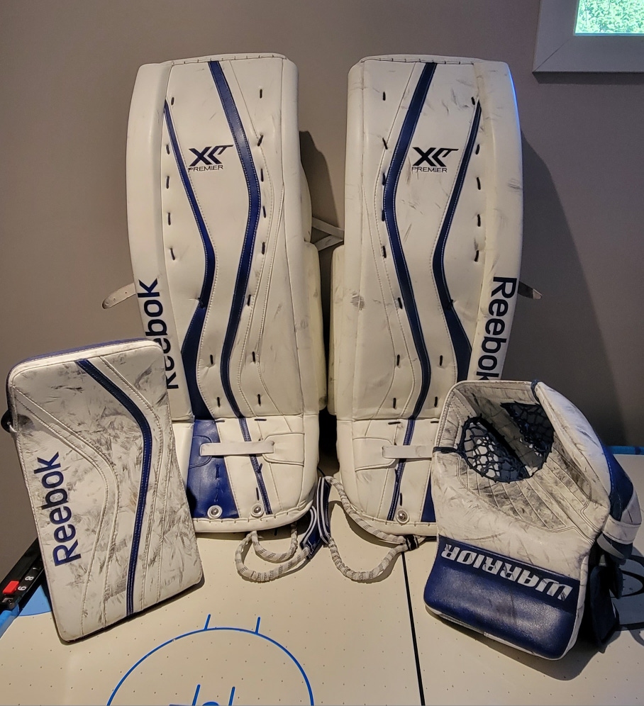 Used 35+1" Reebok Premier XLT Pro Pads and Blocker with Warrior Ritual G3 Classic Pro Glove