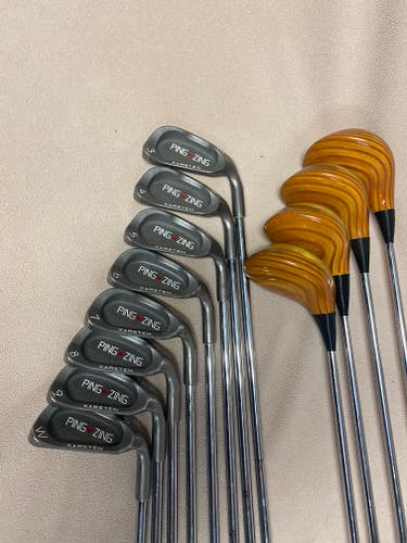 Used Men's Ping Zing Red Dot right handed Clubs (Full Set) Stiff Flex 12 Pieces