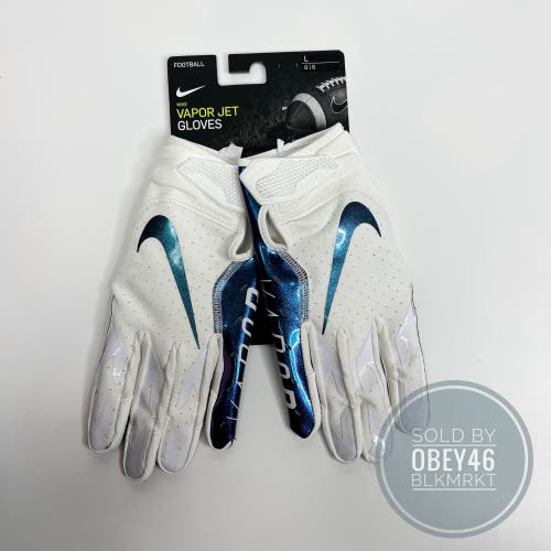 Nike Vapor Jet 6.0 Football Receiver Gloves White Purple Iridescent