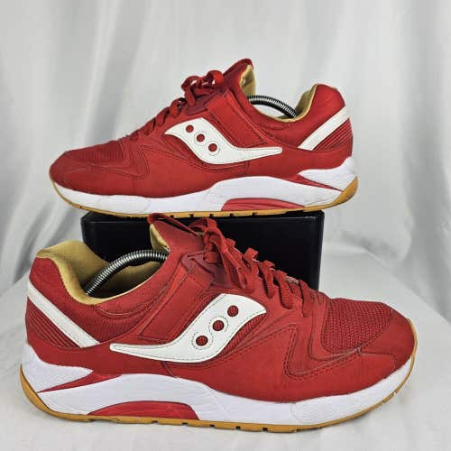 Size 11 - Mens Saucony Grid 9000 Red White Gum Athletic Sneakers