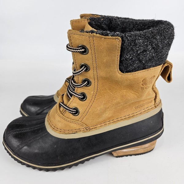 NEW Sorel Womens 7.5 Elk Tan Leather Slimpack II Lace Up Waterproof Boots