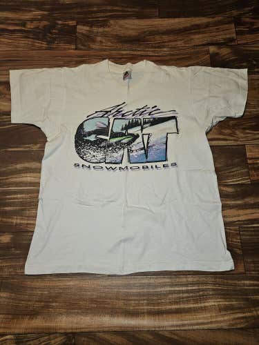 Vintage 1990s Arctic Cat Snowmobiles White Promo Fruit Of The Loom Shirt Size L