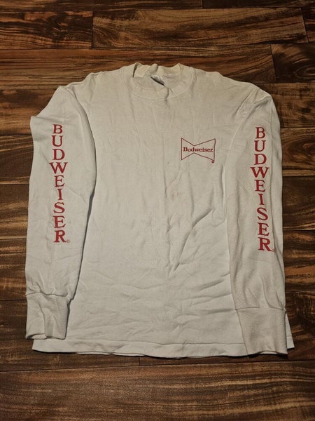 T-shirt Vintage Budweiser Années 80/90 - Blanc, Taille M, Coton, Imprimé Logo, Occasion Très Bon état