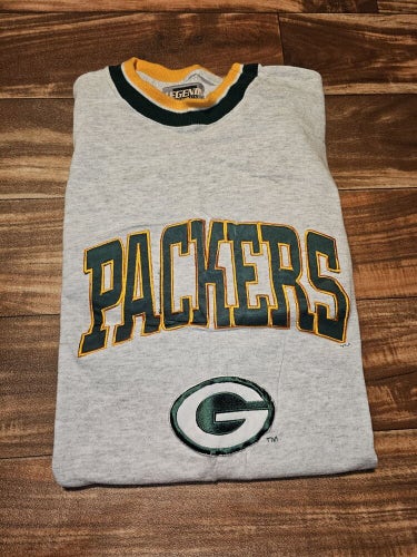 Vintage 90s Green Bay Packers Embroidered NFL Grey Legends T Shirt Size Large
