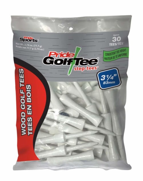 Pride Golf Step-tees (3 1/4", White, 30pk) Consistent Tee Height NEW