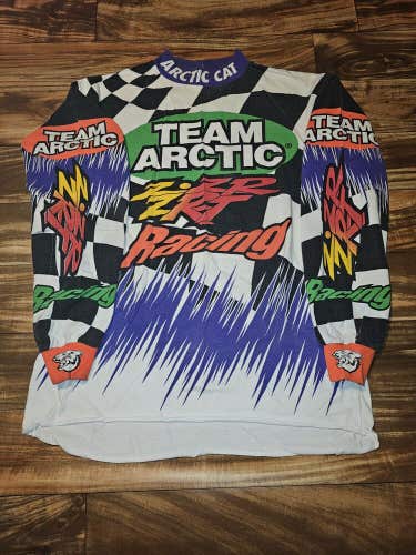 Vintage Rare Team Arctic Cat Racing Z ZR ZRT All Over Print Longsleeve Shirt XL