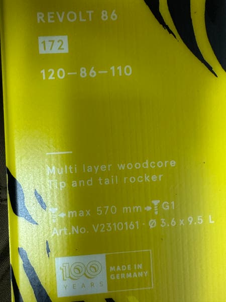 New Unisex 2023 Volkl 172 cm Park REVOLT 86 CROWN TWIN TIP