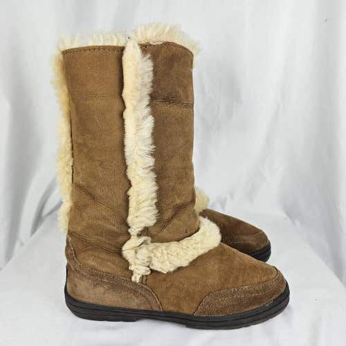 READ UGG Boots Size 9 Sundance II Shearling Fur Beige Tan Suede Tall Boot 5325
