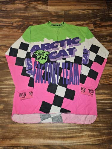 Vintage Arctic Cat All Over Print Snowmobile Racing Factory Team AXO Shirt XL