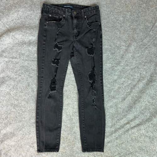Aeropostale Womens Jeans 6 Short Black Skinny Denim Pant High Rise Jegging