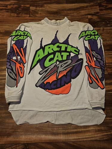 Vintage Arctic Cat ZR Racing Snowmobile Longsleeve Sport Jersey Shirt Size Large