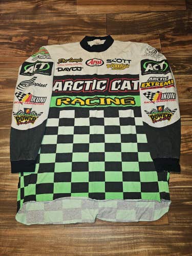 Vintage Rare 1990s Arctic Cat Snowmobile Racing All Over Print Jersey Shirt XL