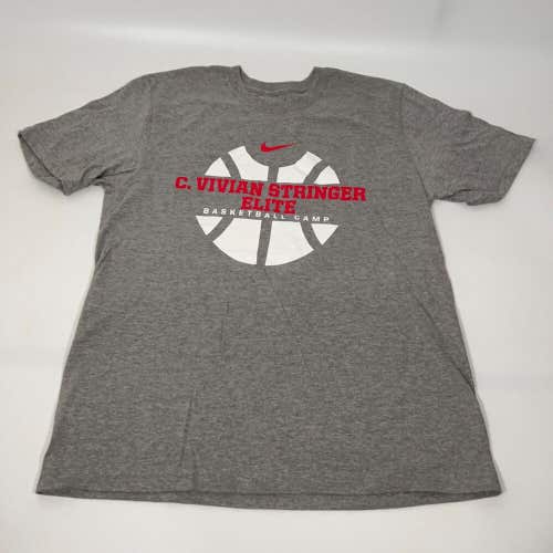 Nike Men Shirt Large Gray Short Sleeve Tee Basketball Vivian Stringer Basketball