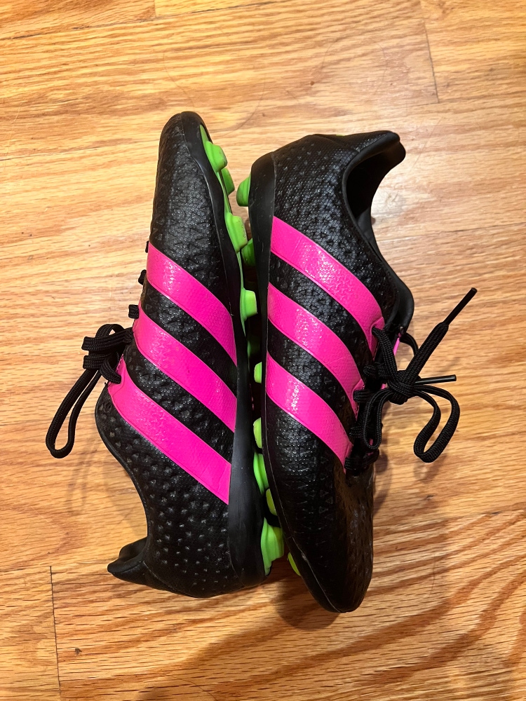 adidas Ace 16.4 FXG Youth Soccer Cleats Shoes Black Green Pink Boys Size 4