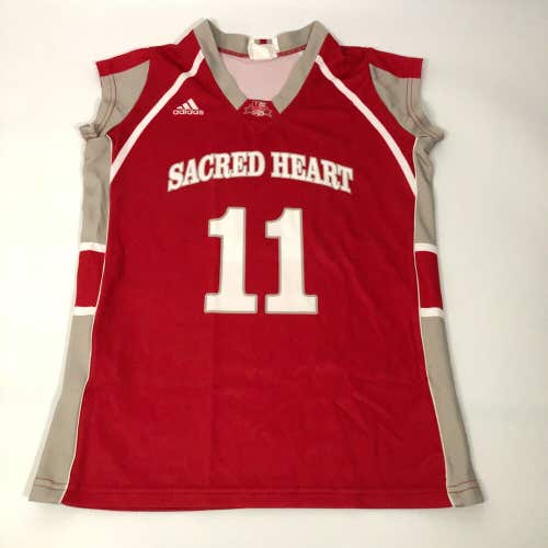 Sacred Heart Pioneers Womens Jersey Medium Adidas Basketball Red Tank NCAA #11