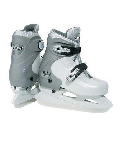 CCM Tyke ice skates junior size 2 3 4 grey white new adjustable recreational jr