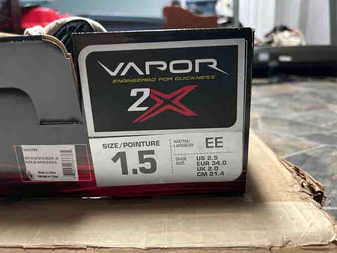 Used Junior Bauer Vapor 2X Hockey Skates Extra Wide Width Size 1.5